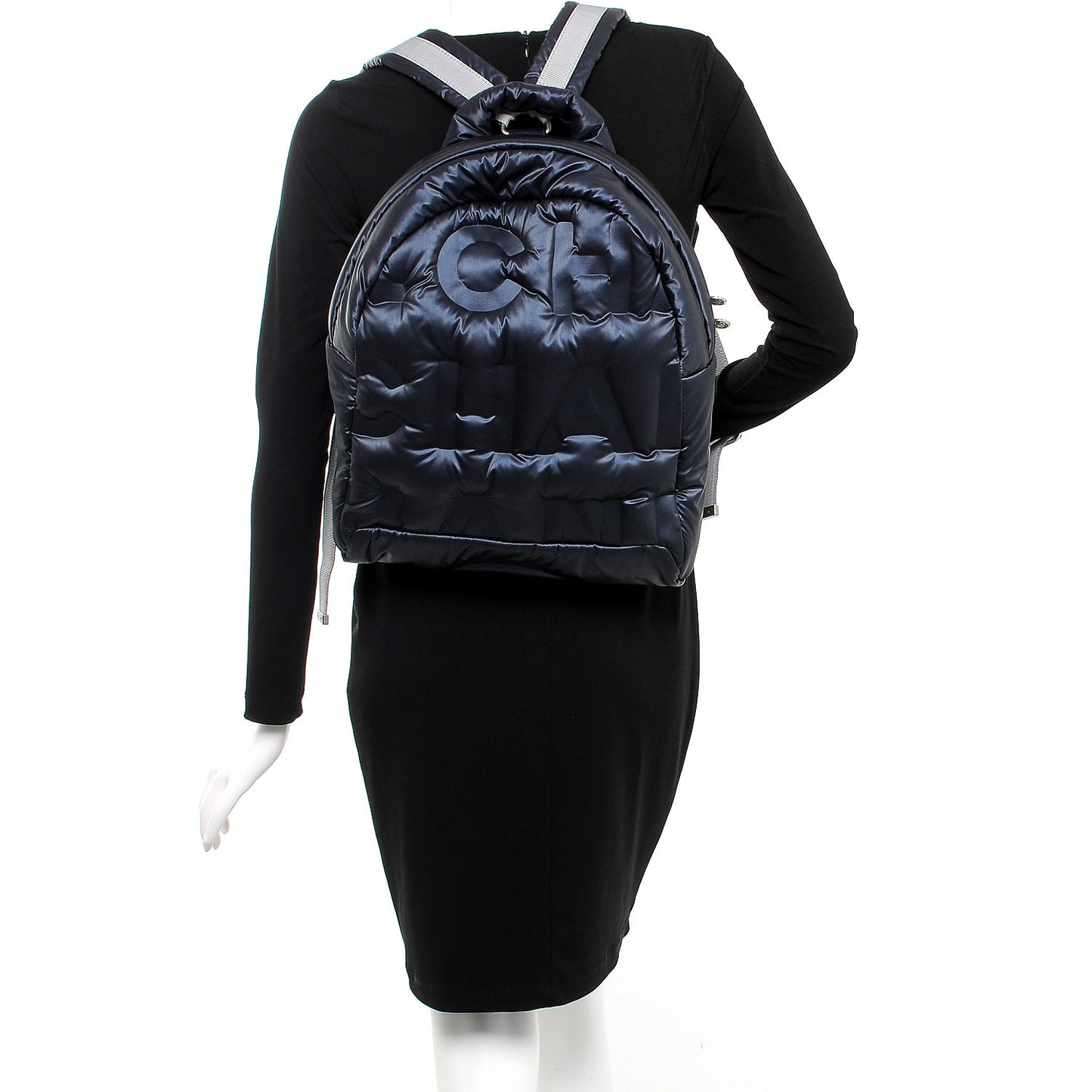 Nylon Embossed Small Doudoune Backpack Navy