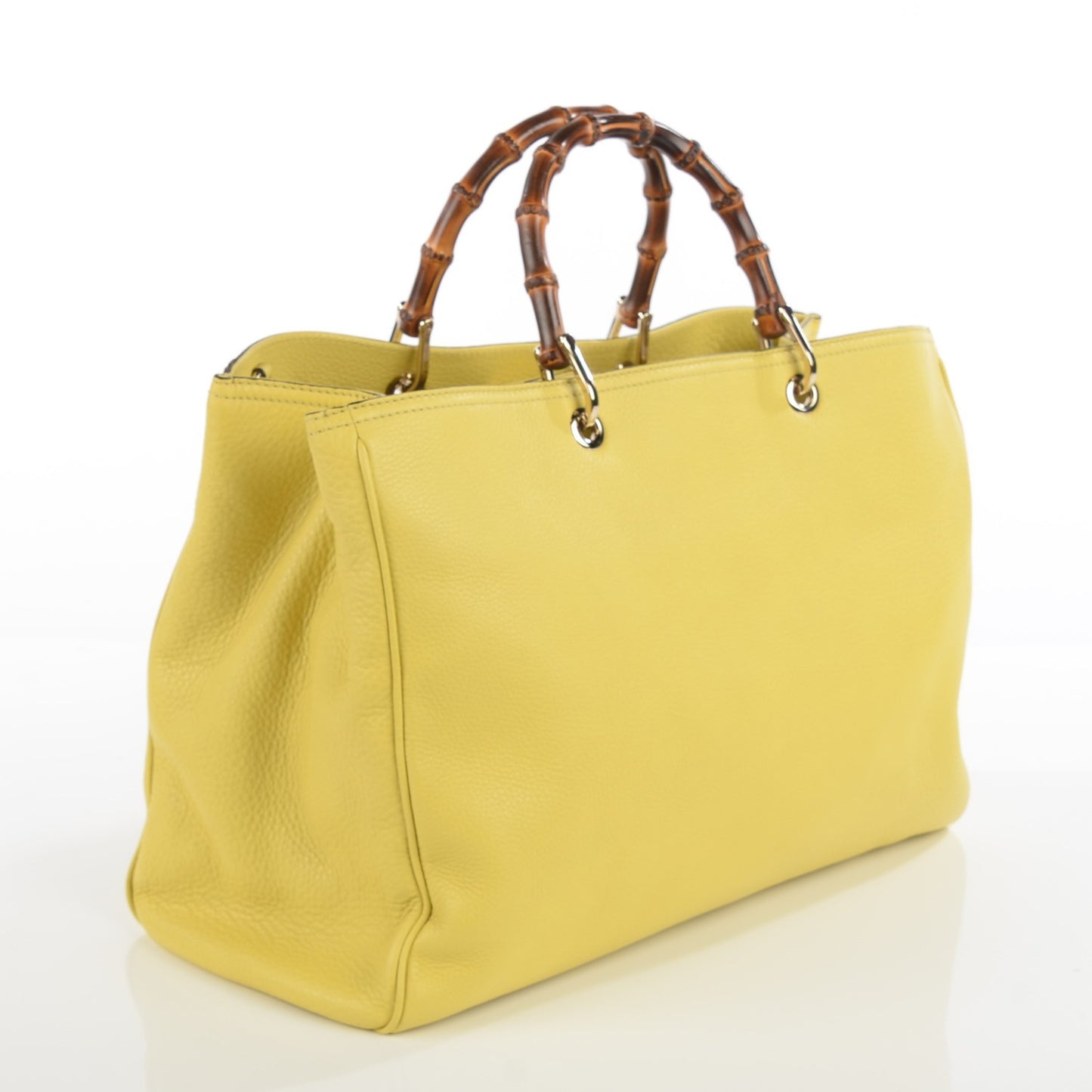 Calfskin Large Bamboo Shopper Tote Citrus