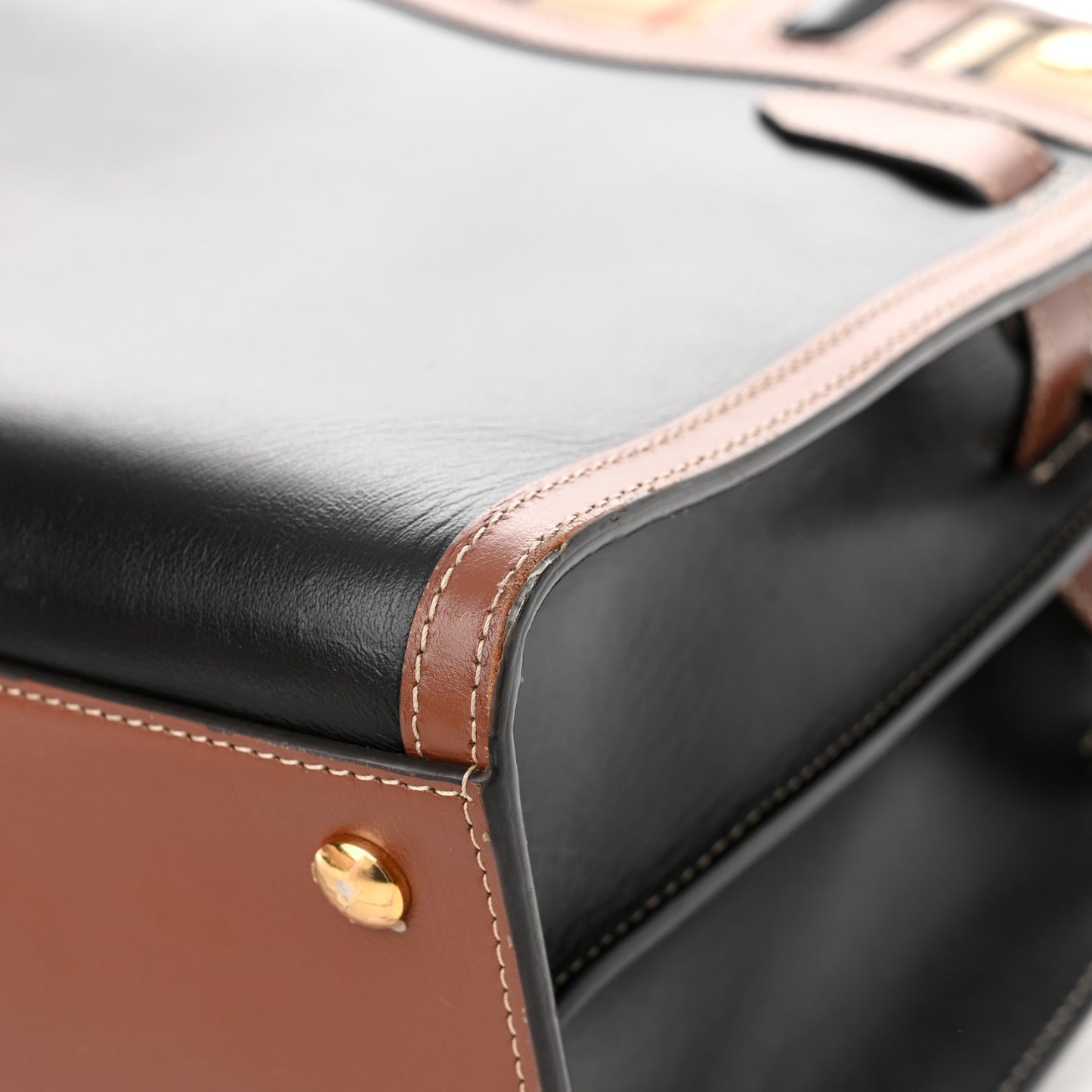 Calfskin Vintage Check Small Two Handle Title Bag Black