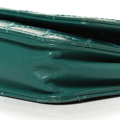 Chanel Calfskin Diamond Stitch Wallet On Chain WOC Turquoise 10 of 13