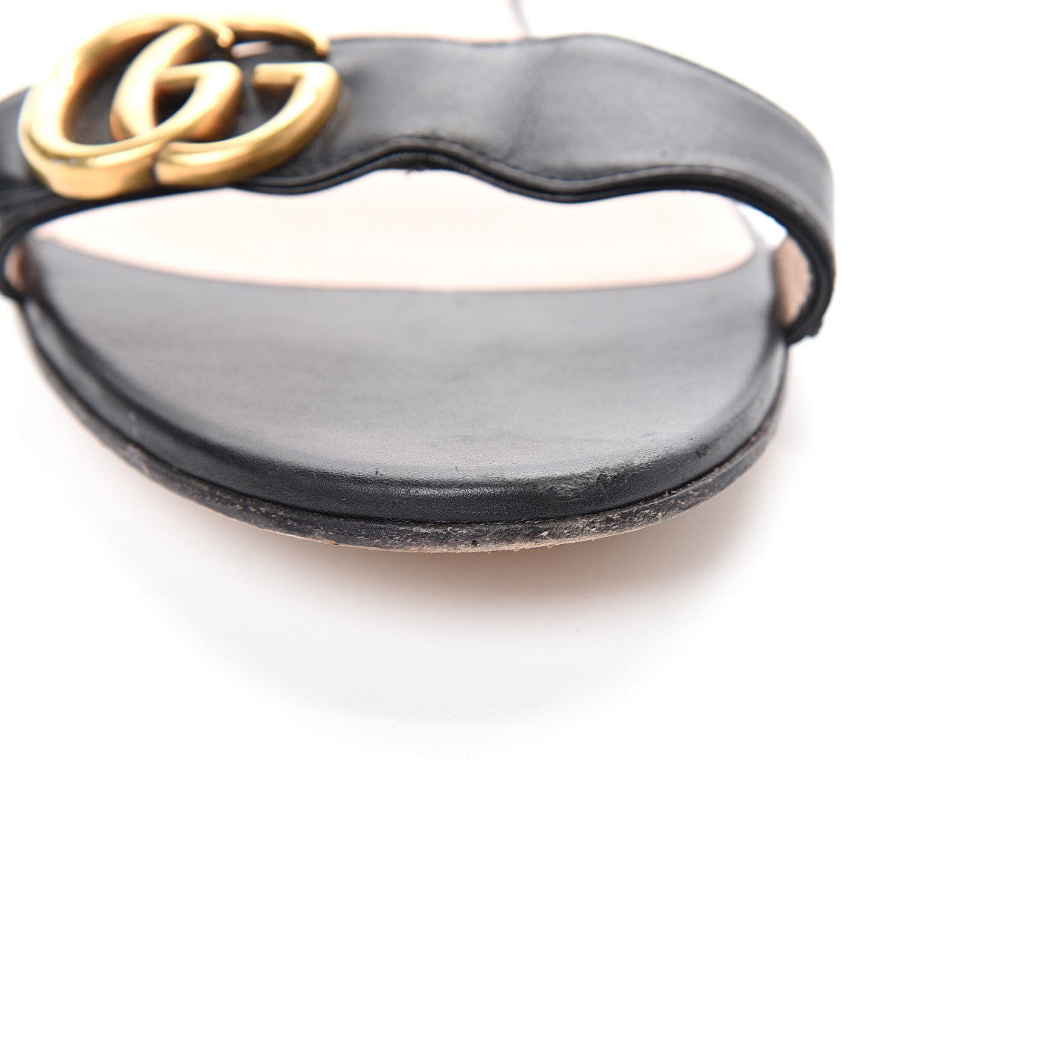 Gucci Lifford Calfskin GG Marmont Ankle Wrap Flat Sandals 41 Black 13 of 18
