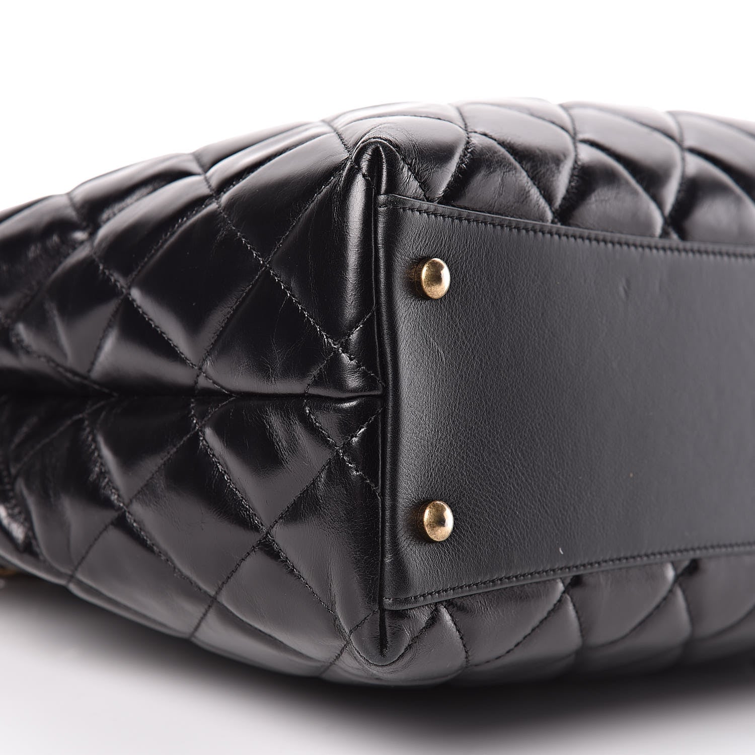 Chanel Calfskin Quilted Large Gold Bar Top Handle Tote Black 11 of 13