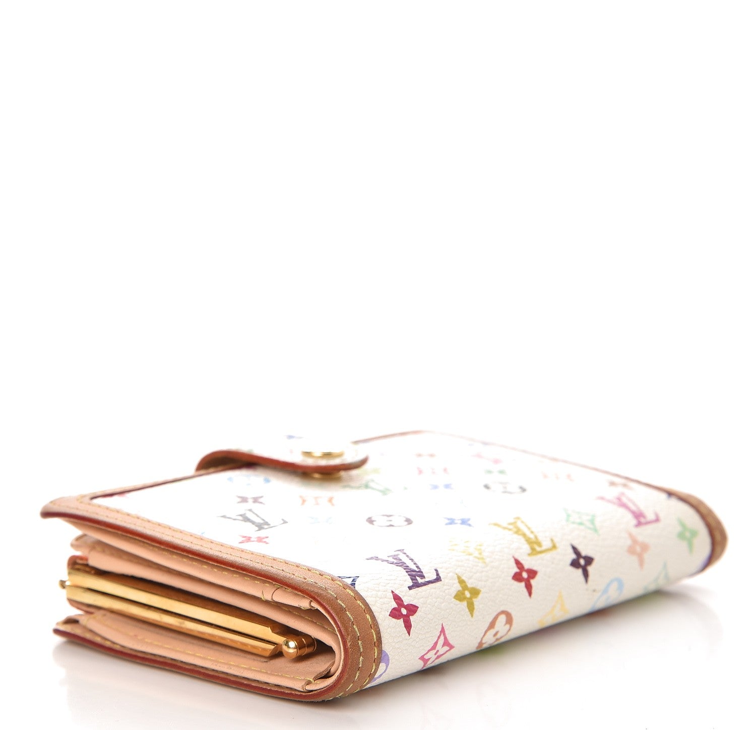 Louis Vuitton Monogram Multicolor French Purse Wallet White 4 of 10