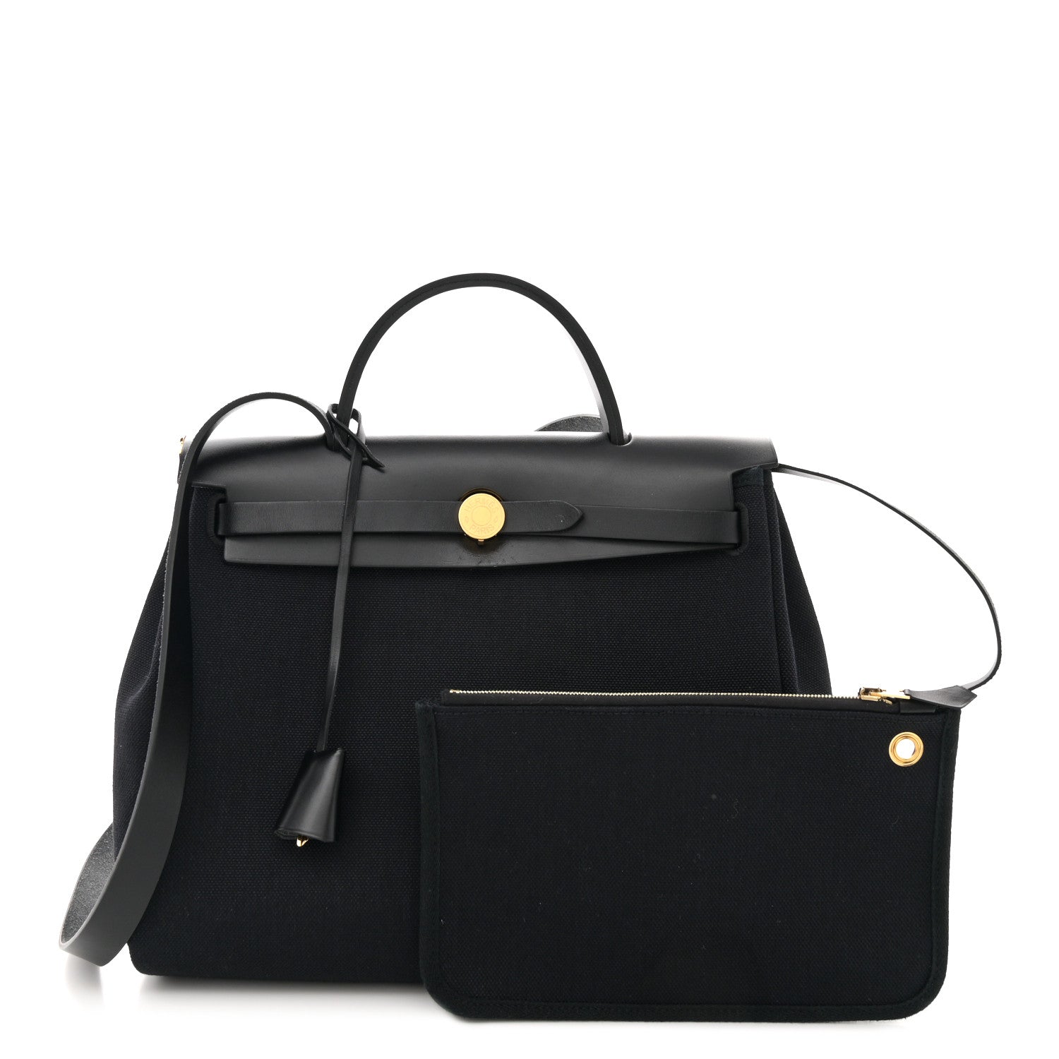 Hermes Military Toile Vache Hunter Herbag Zip PM 31 Black 3 of 14