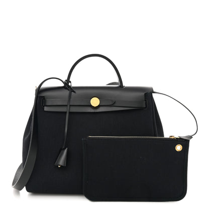 Hermes Military Toile Vache Hunter Herbag Zip PM 31 Black 3 of 14