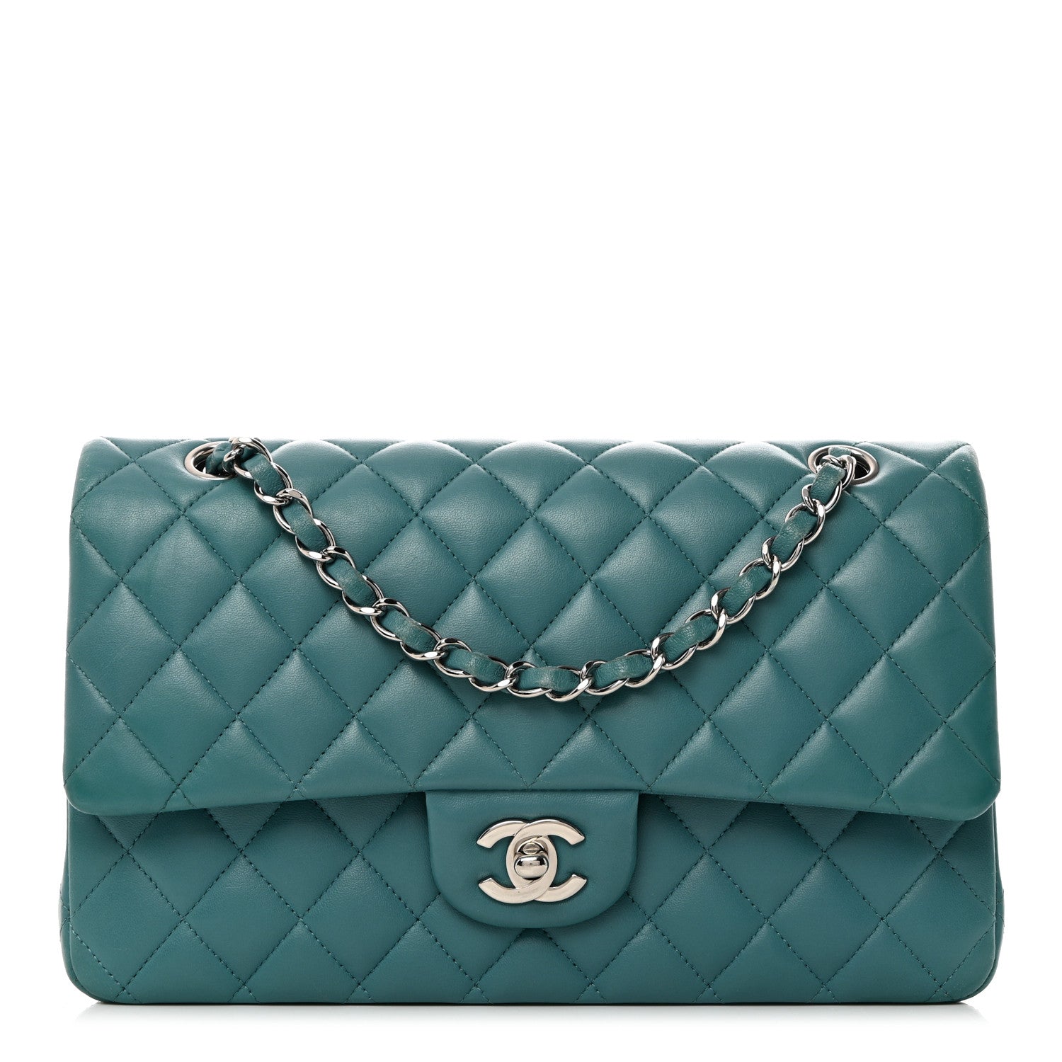 Chanel Lambskin Quilted Medium Double Flap Light Blue 1 of 10