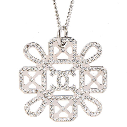 Chanel Crystal Strass Cross CC Necklace Silver 3 of 6