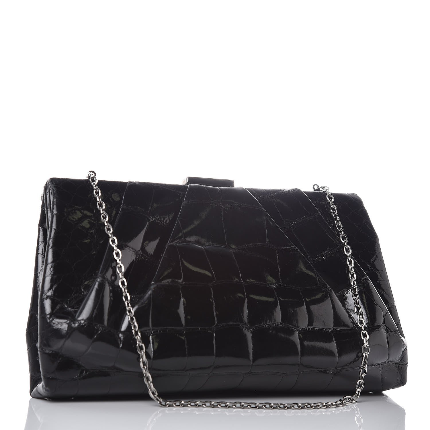 Valentino Garavani Crocodile Crystal Pearl Clutch Black 3 of 7