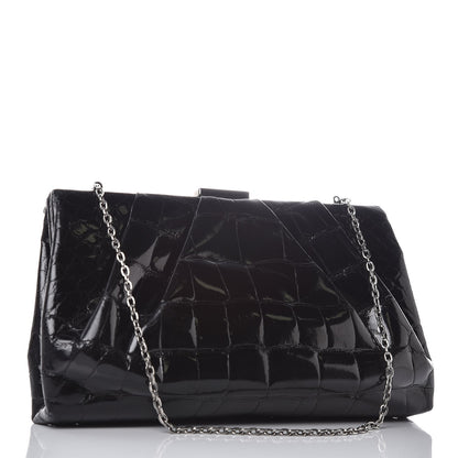 Valentino Garavani Crocodile Crystal Pearl Clutch Black 3 of 7
