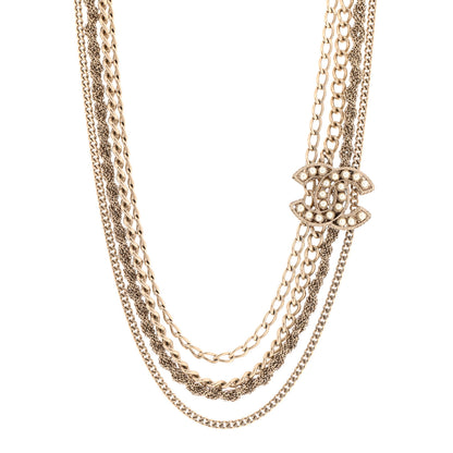 Chanel Pearl CC Multi Strand Necklace Gold 1 of 5