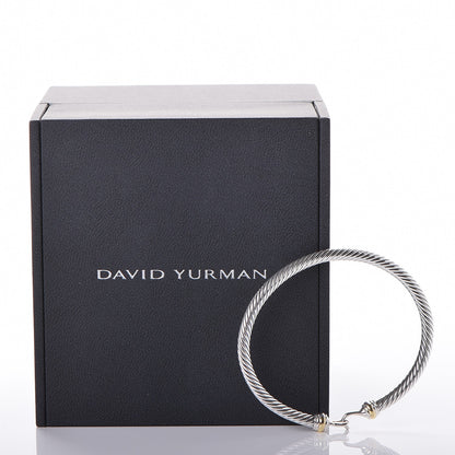 David Yurman Sterling Silver 18K Yellow Gold 4mm Cable Buckle Bracelet 5 of 5
