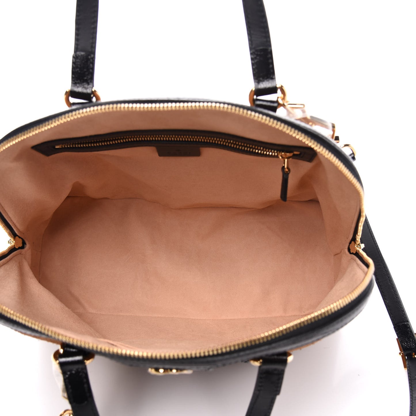 Suede Patent Web Medium Ophidia Top Handle Dome Bag Nocciola Black