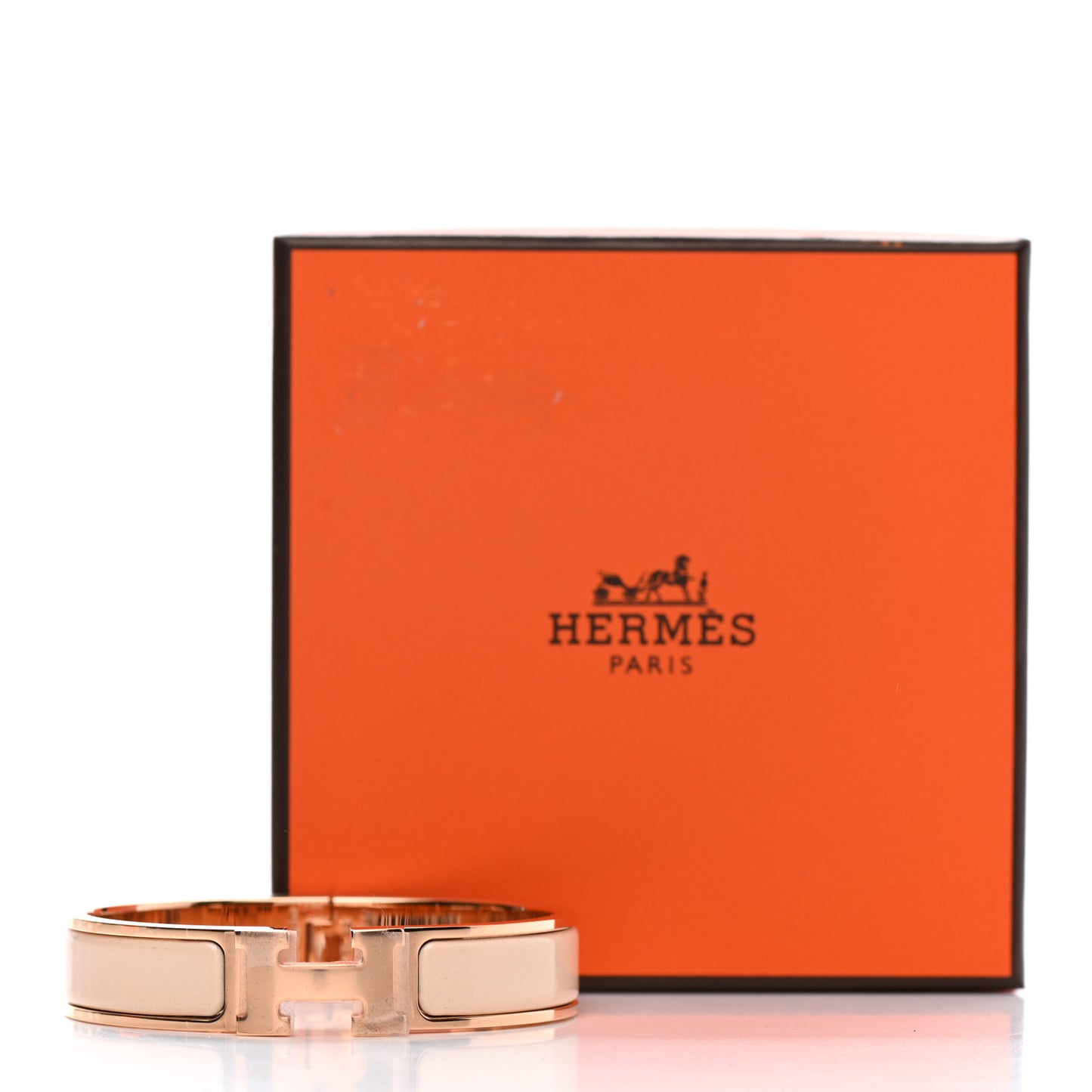 Enamel Narrow Clic Clac H Bracelet PM Beige Nacre
