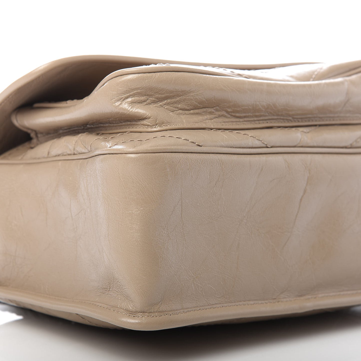 Crinkled Calfskin Matelasse Monogram Medium Niki Chain Satchel Light Taupe