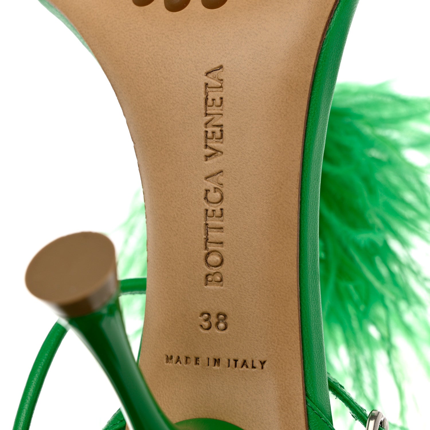 Bottega Veneta Wonderbird Nappa Feather Dot Sandals 38 Grass 7 of 9