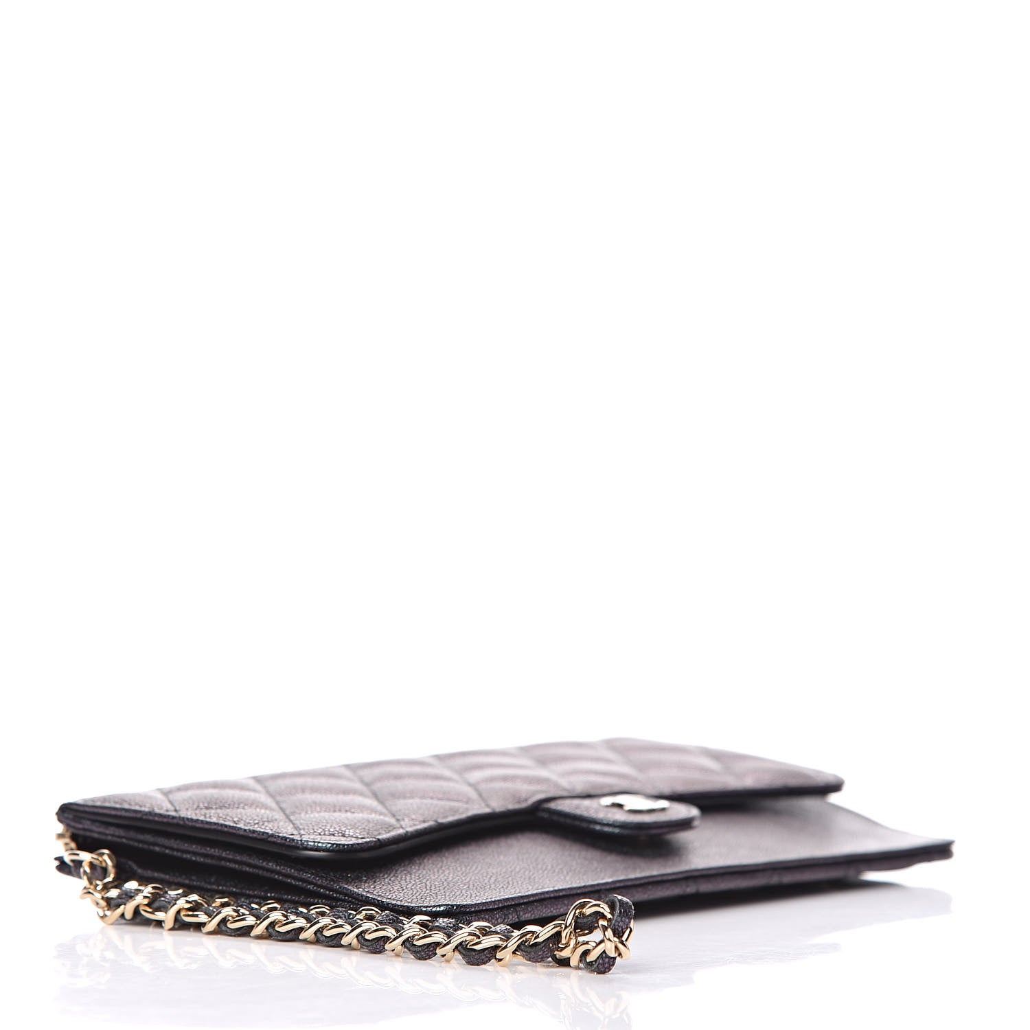 Chanel Iridescent Caviar Quilted Classic Pouch With Handle Black 4 of 10