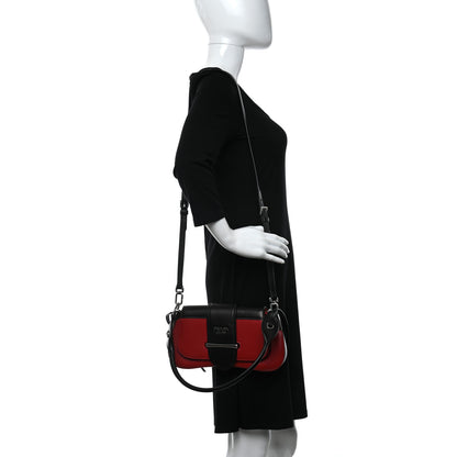 Prada City Calfskin Sidonie Shoulder Bag Rosso Black 2 of 10