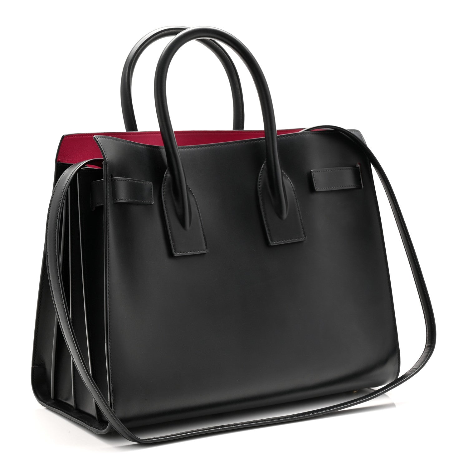 Saint Laurent Calfskin Small Sac De Jour Black Fuchsia 3 of 10