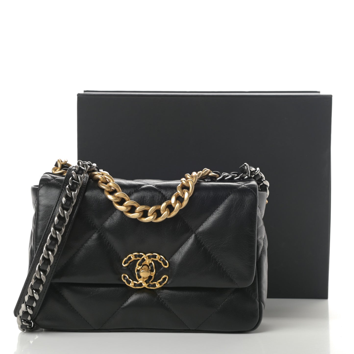 Goatskin Quilted Medium Chanel 19 Flap Black