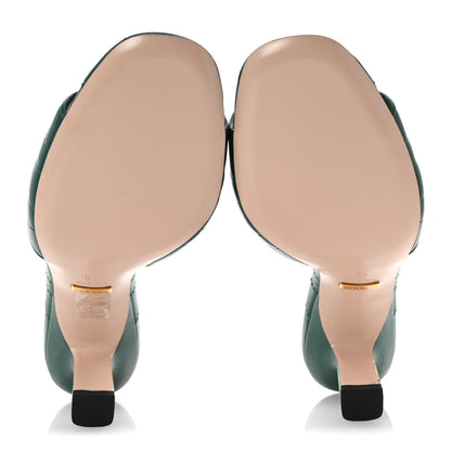 Gucci Nappa Matelasse GG Marmont 75mm Slide Sandals 40 Emerald 6 of 10