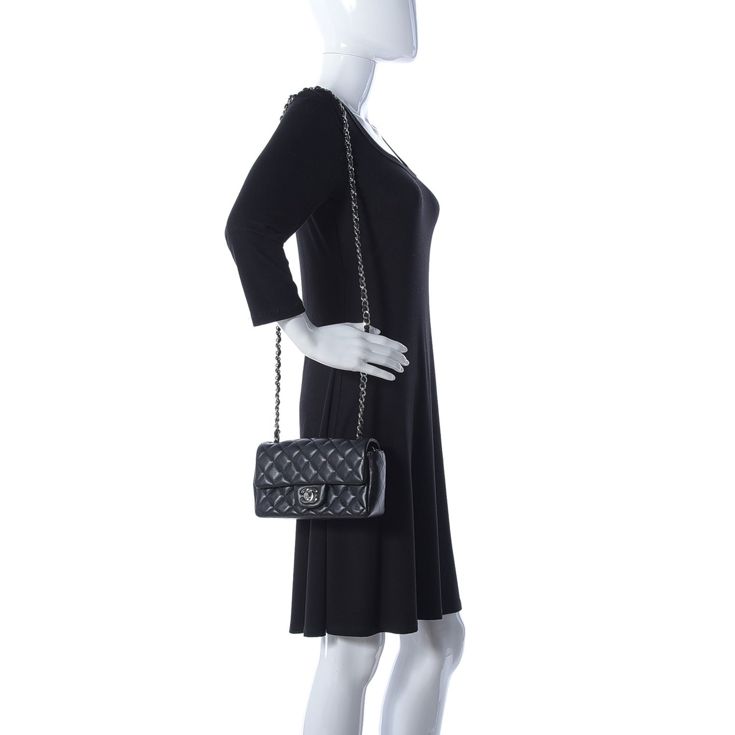 Lambskin Quilted Mini Rectangular Flap Black