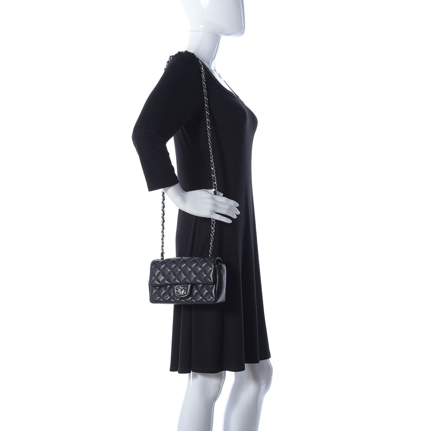 Chanel Lambskin Quilted Mini Rectangular Flap Black 2 of 10