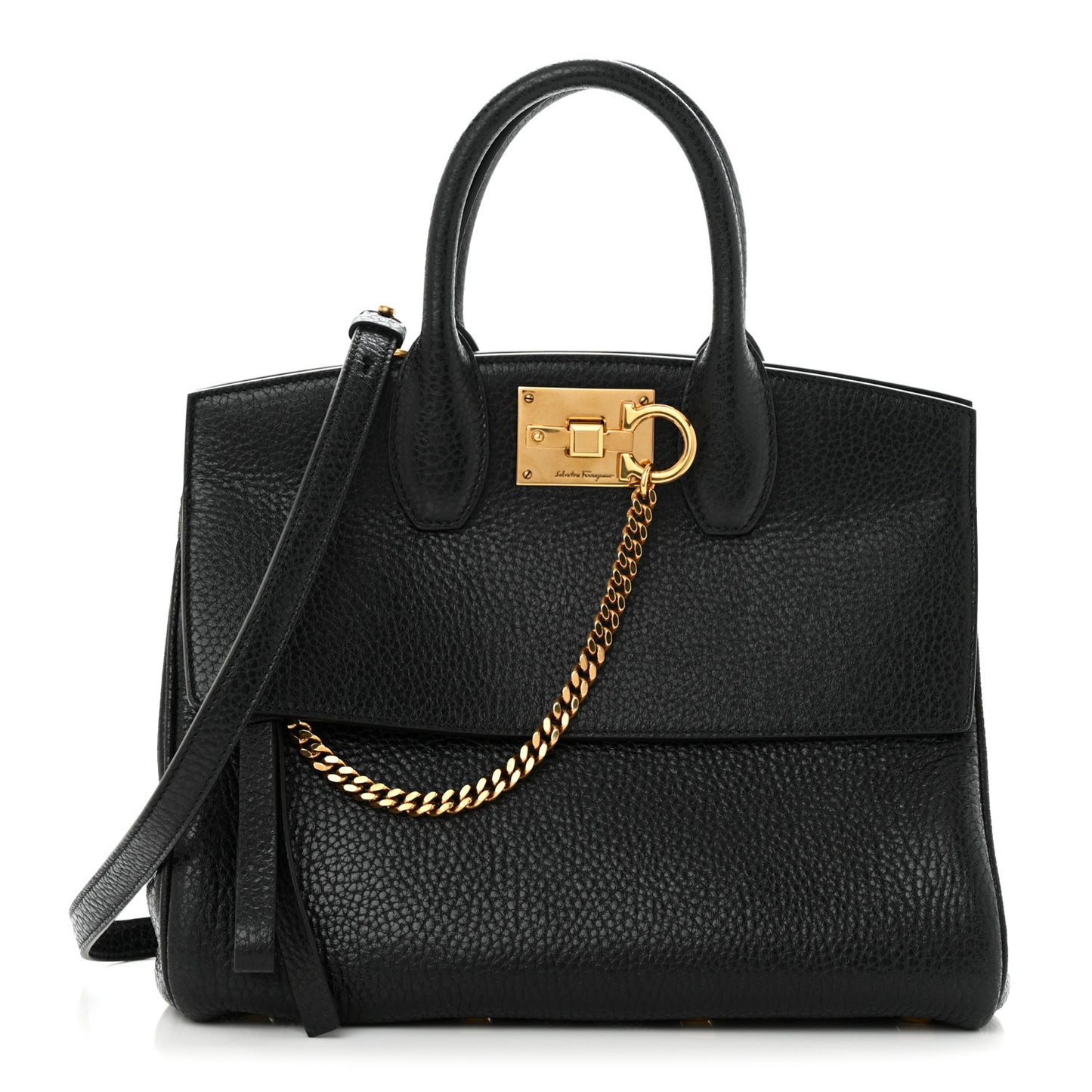 Hammered Calfskin Studio Rock Bag Black