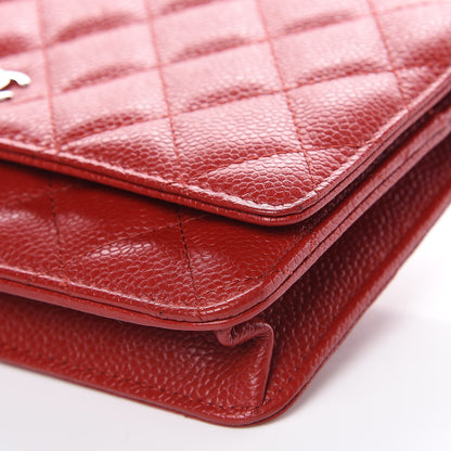 Chanel Caviar Quilted Wallet on Chain WOC Red 10 of 12