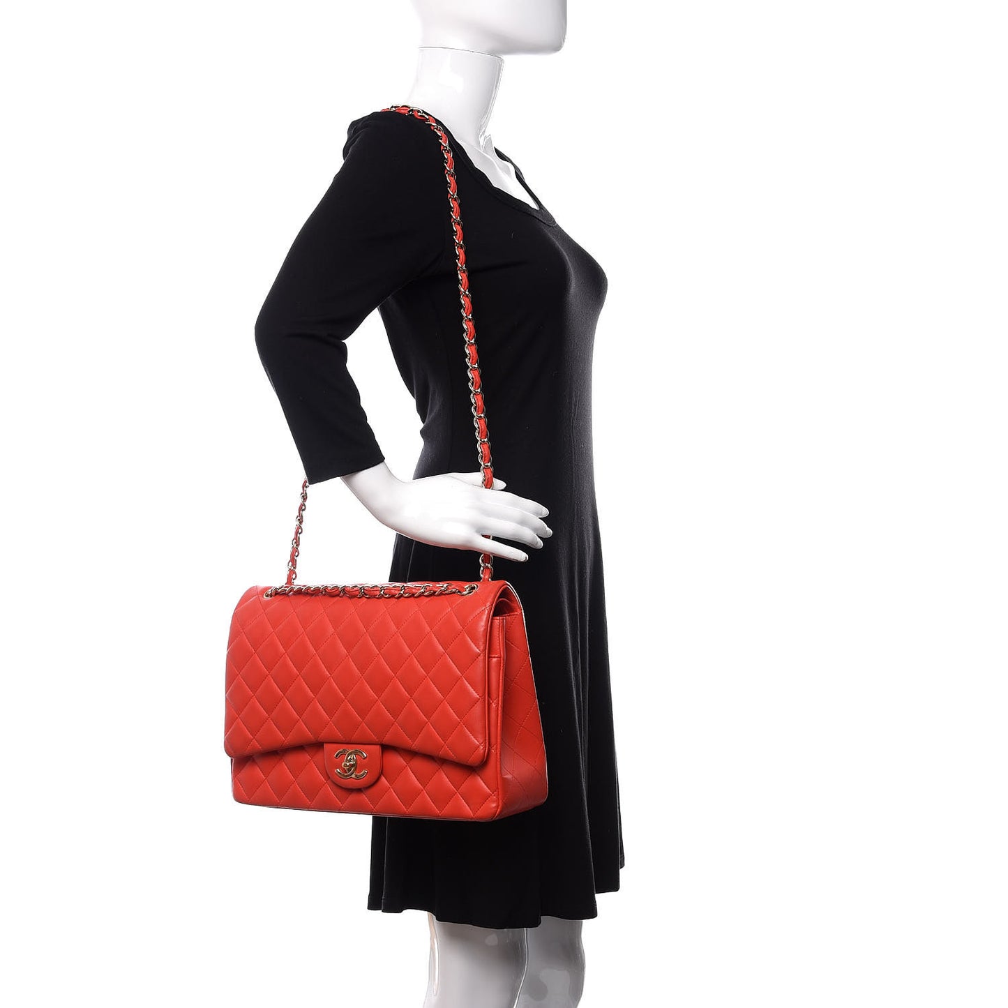 Lambskin Quilted Maxi Double Flap Red