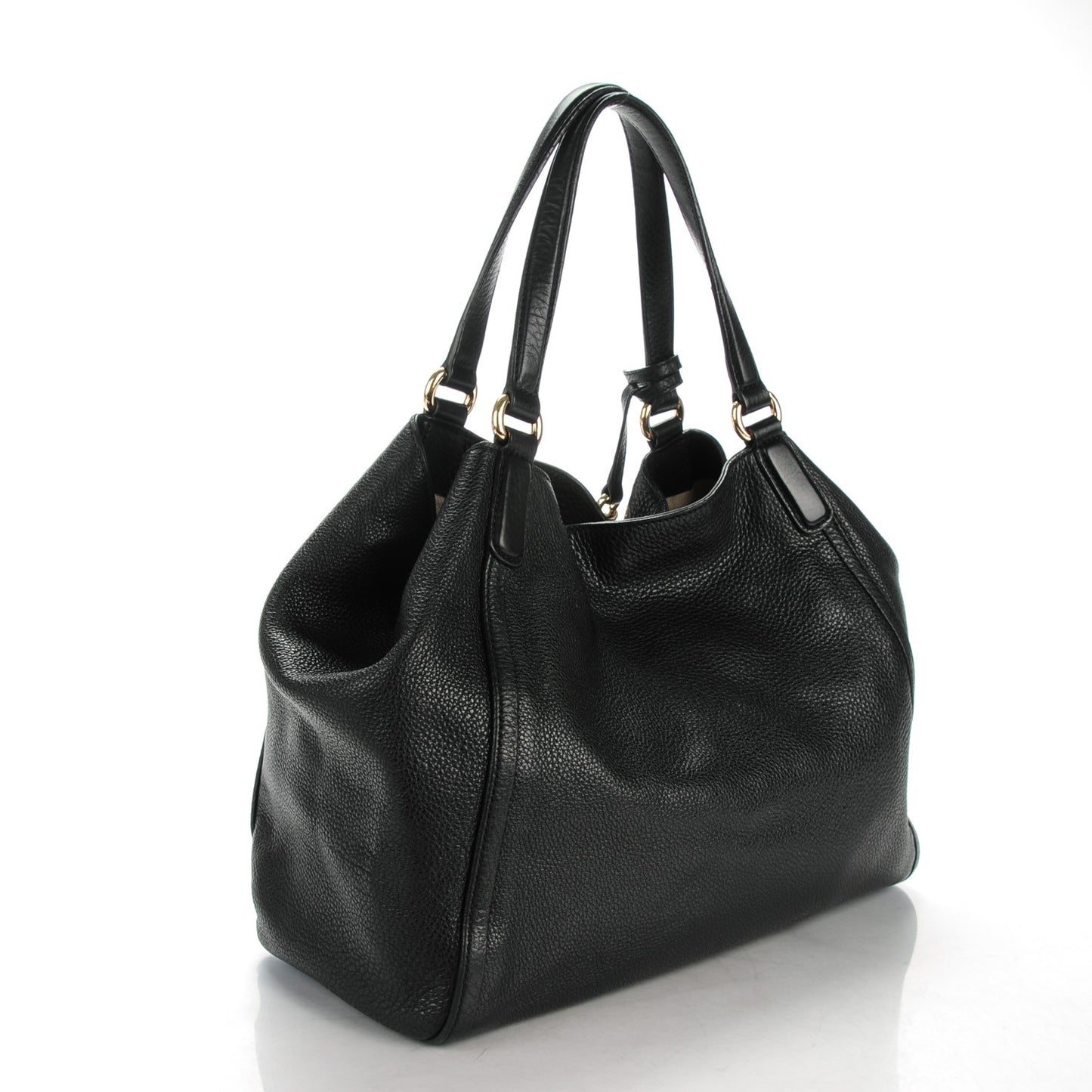 Pebbled Calfskin Medium Soho Shoulder Bag Black