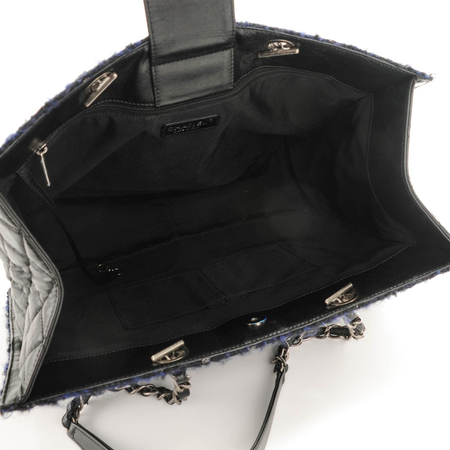 Chanel Aged Calfskin Quilted Tweed Large Secrets Tote Black 5 of 7