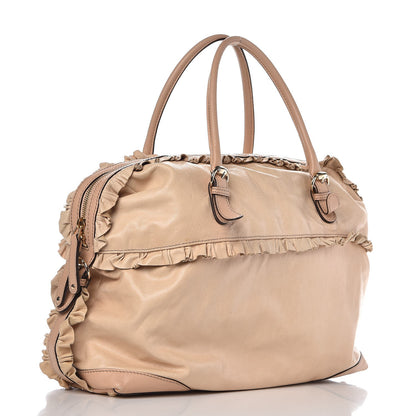 Gucci Calfskin Ruffle Medium Sabrina Boston Tote Nude 3 of 14