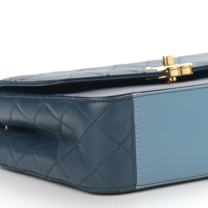 Chanel Lambskin Quilted Bi-Color CC Flap Blue 9 of 11