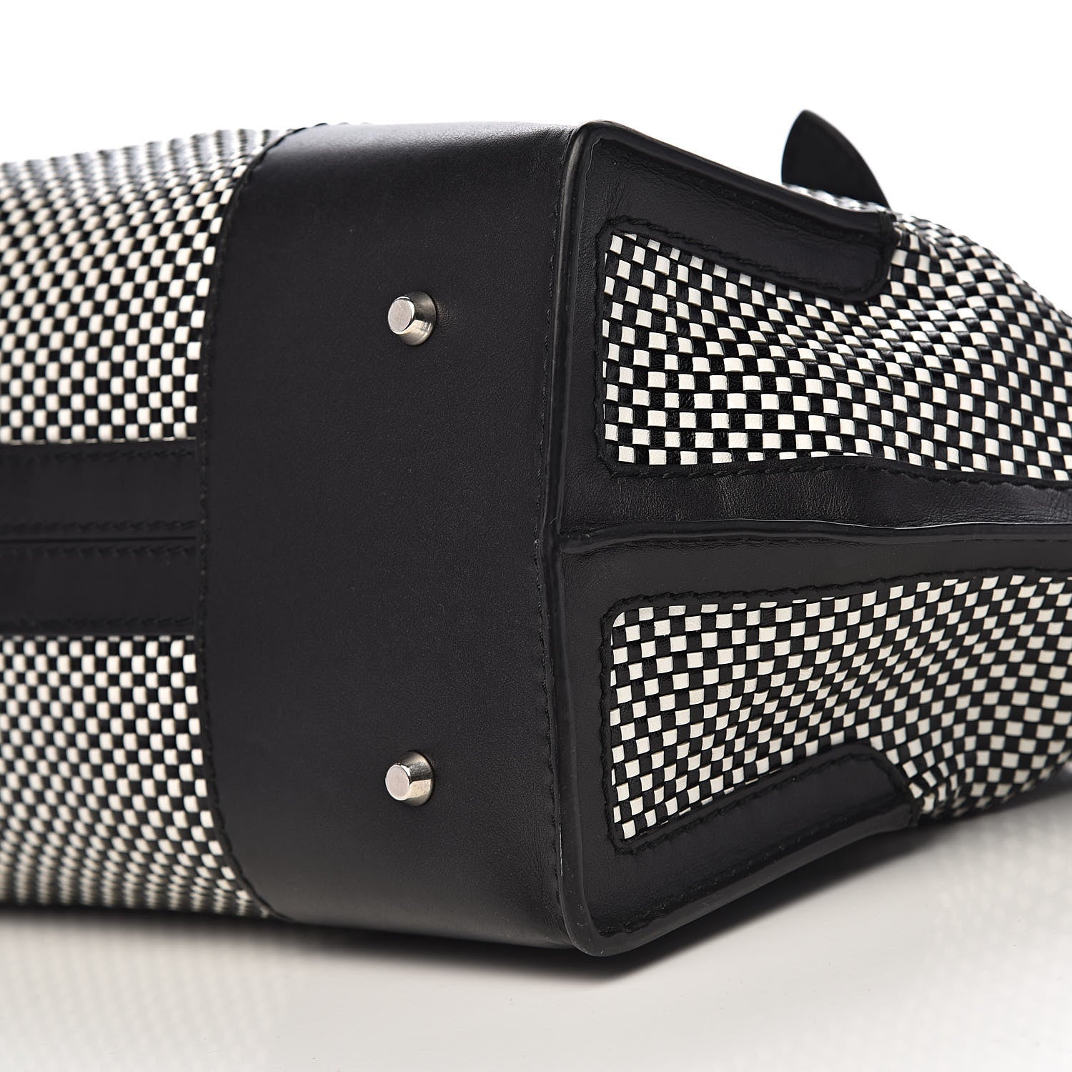 Alexander McQueen Soft Calfskin Woven Medium Legend Tote Black White 9 of 11