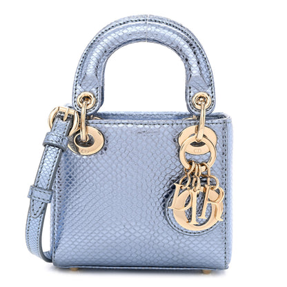 Christian Dior Metallic Karung Micro Lady Dior Light Blue 1 of 13