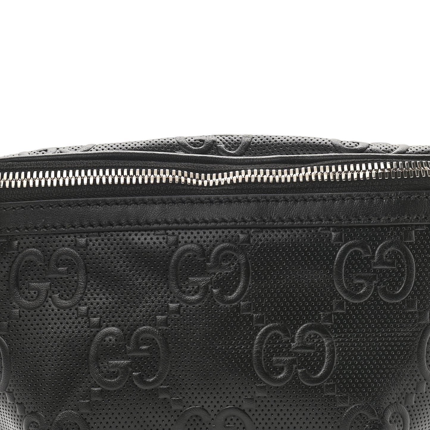 Calfskin GG Tennis Embossed Belt Bag Black
