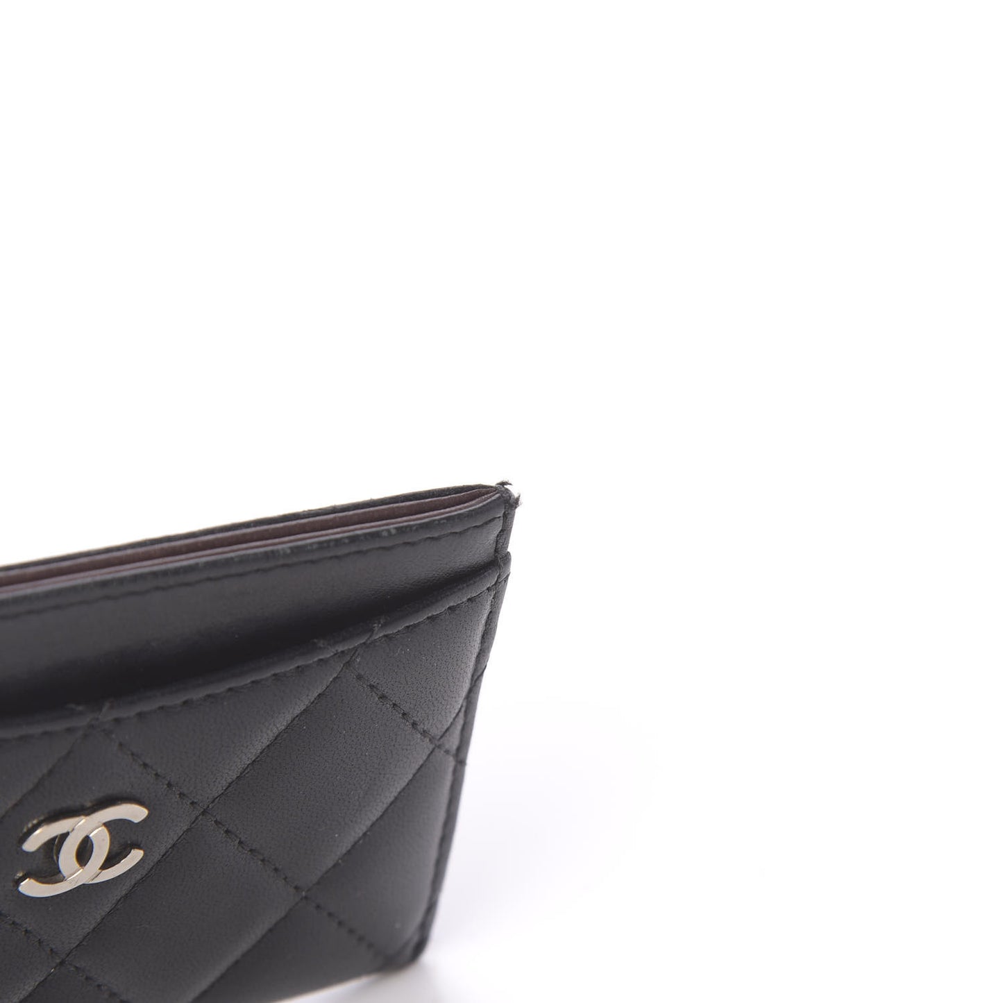 Lambskin Quilted Card Holder Black