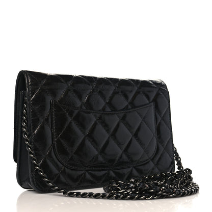 Chanel Glazed Aged Calfskin Reissue Wallet On Chain WOC Black 2 of 9