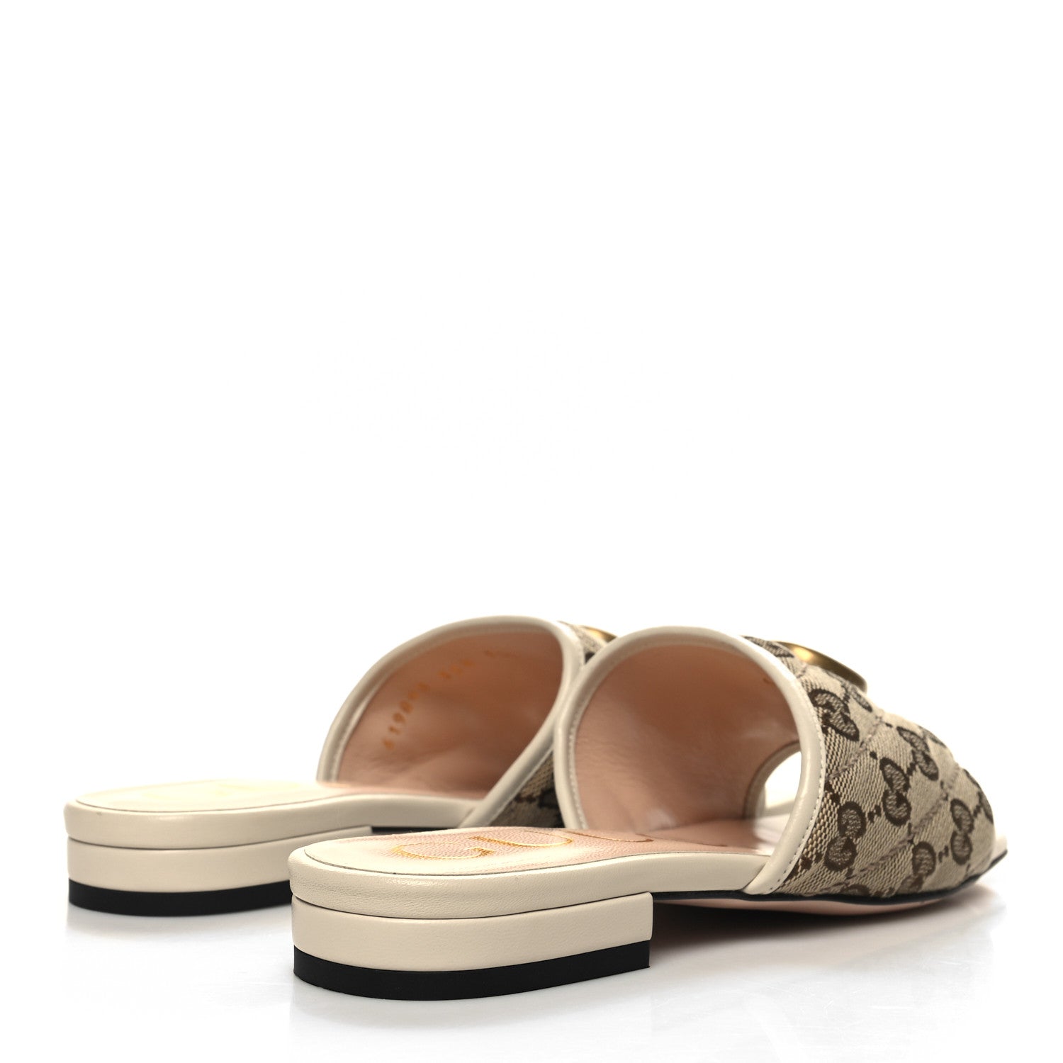 Gucci Monogram Matelasse Diagonal GG Marmont Flat Slide Sandals 35.5 Beige Ebony Mystic White 4 of 9