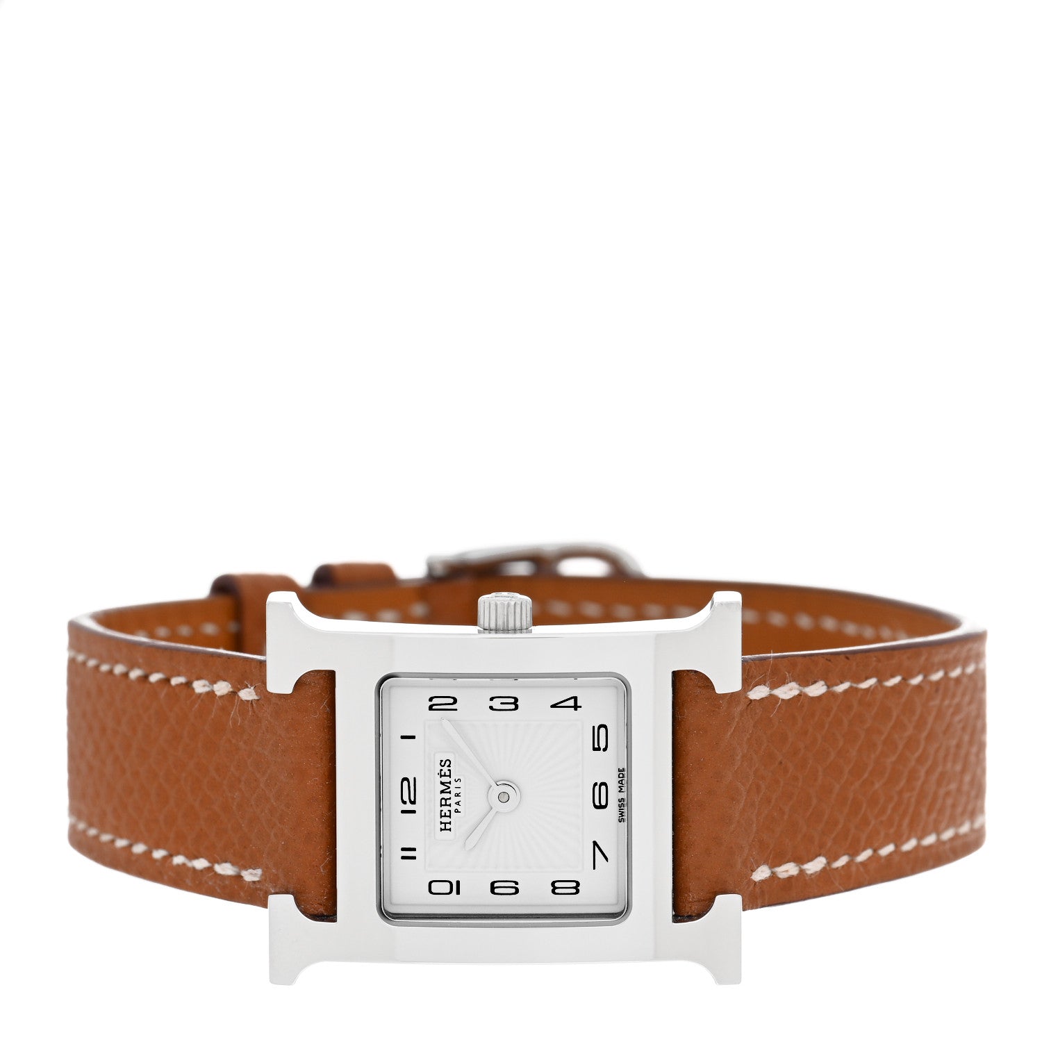 Hermes Stainless Steel Epsom 21mm Heure H Hour Quartz Watch Gold 2 of 5