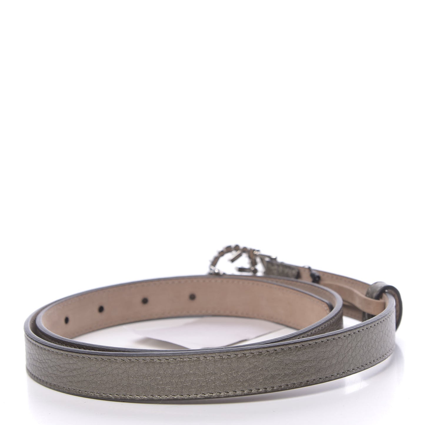 Metallic Calfskin Crystal Interlocking G Belt 90 36 Sasso