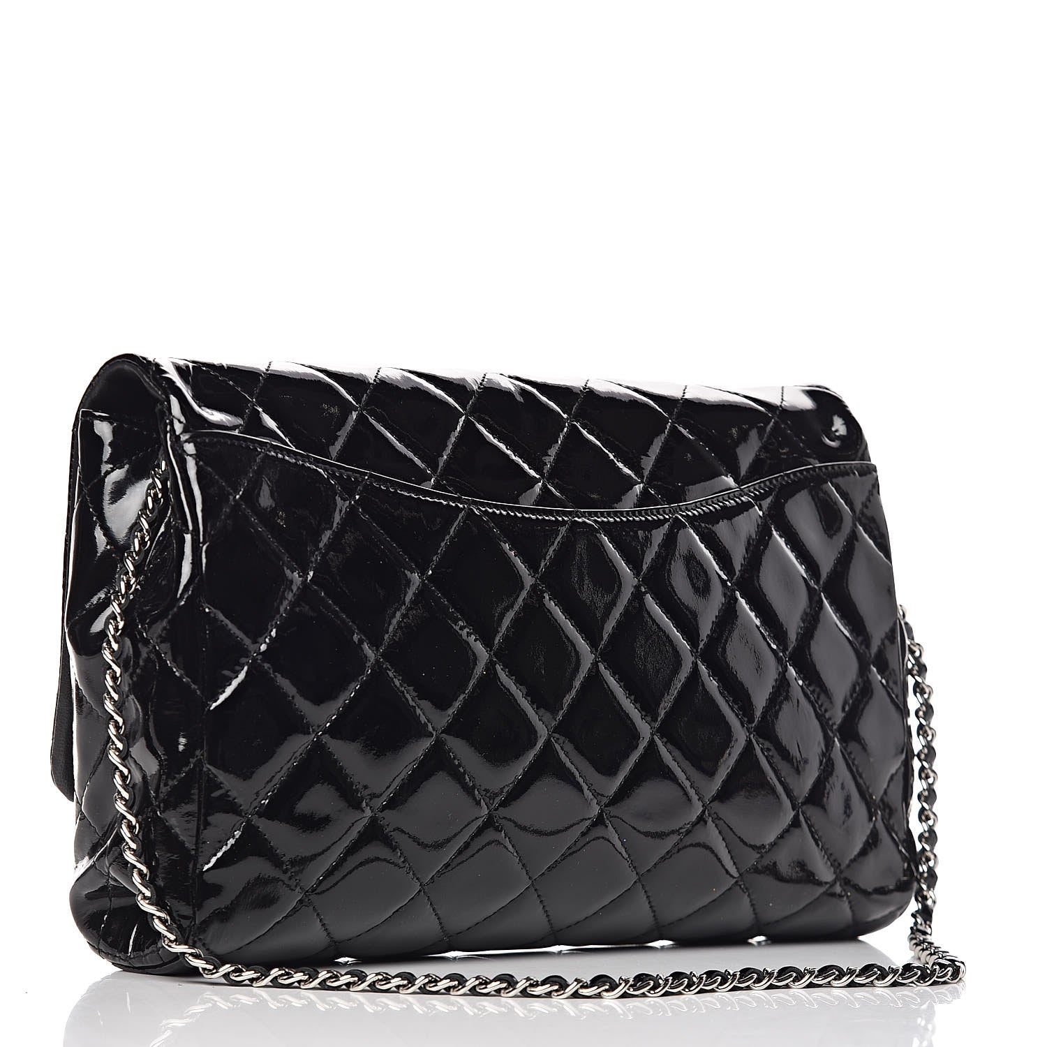 Chanel Patent Quilted Clutch with Chain Flap Black 3 of 9