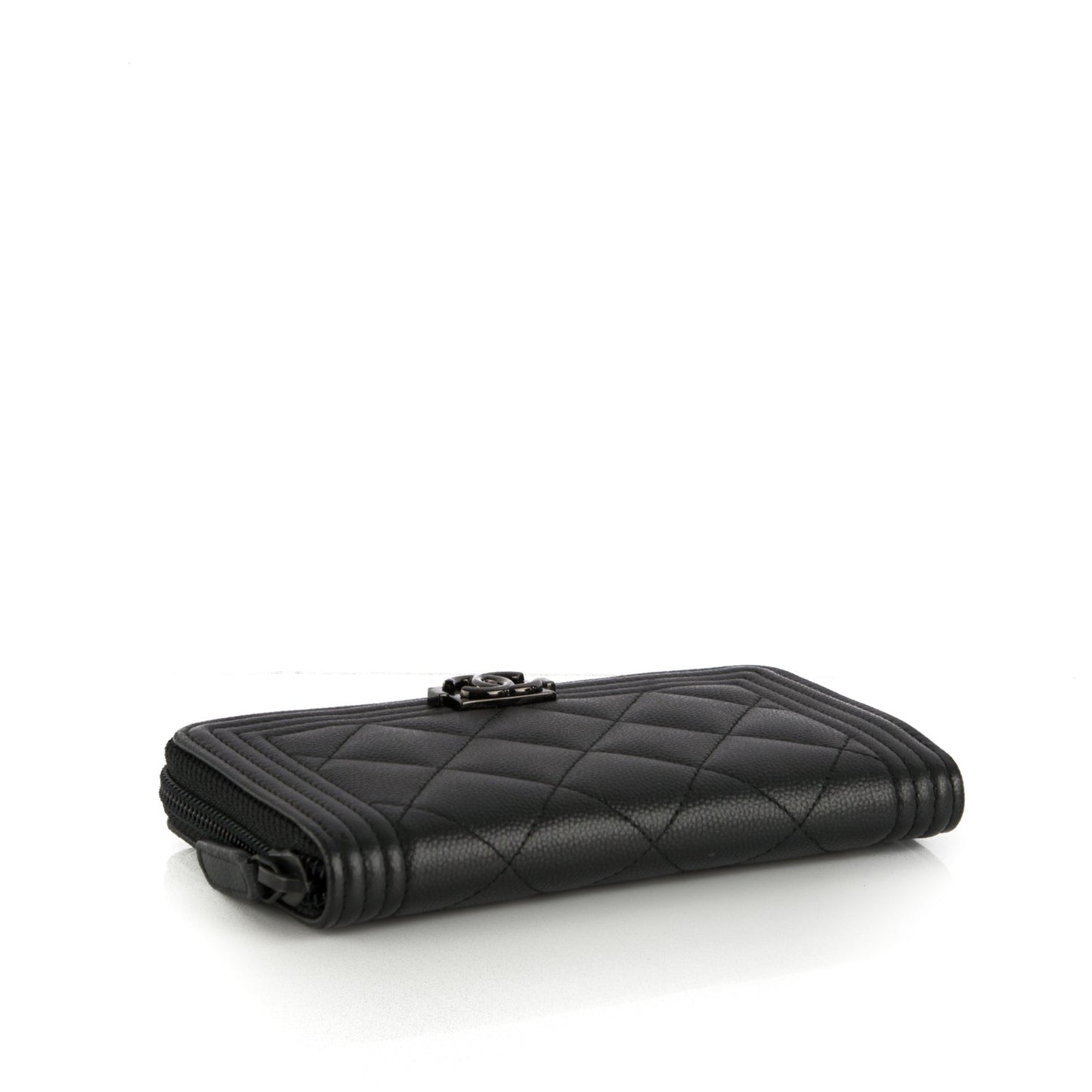 Caviar Quilted Small Boy Zip Around Wallet So Black