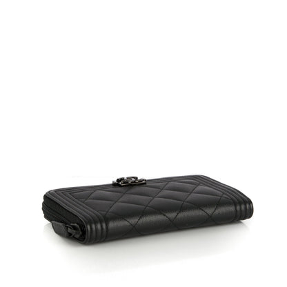 Chanel Caviar Quilted Small Boy Zip Around Wallet So Black 4 of 8