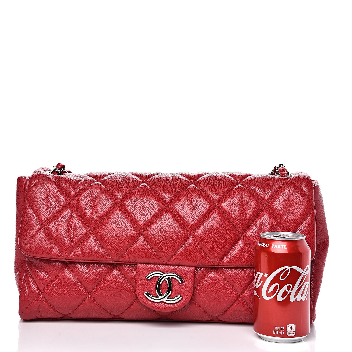 Glazed Caviar Medium Nature Flap Bag Red