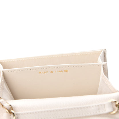 Chanel Caviar Quilted Vintage Mademoiselle Card Holder On Chain White 9 of 11