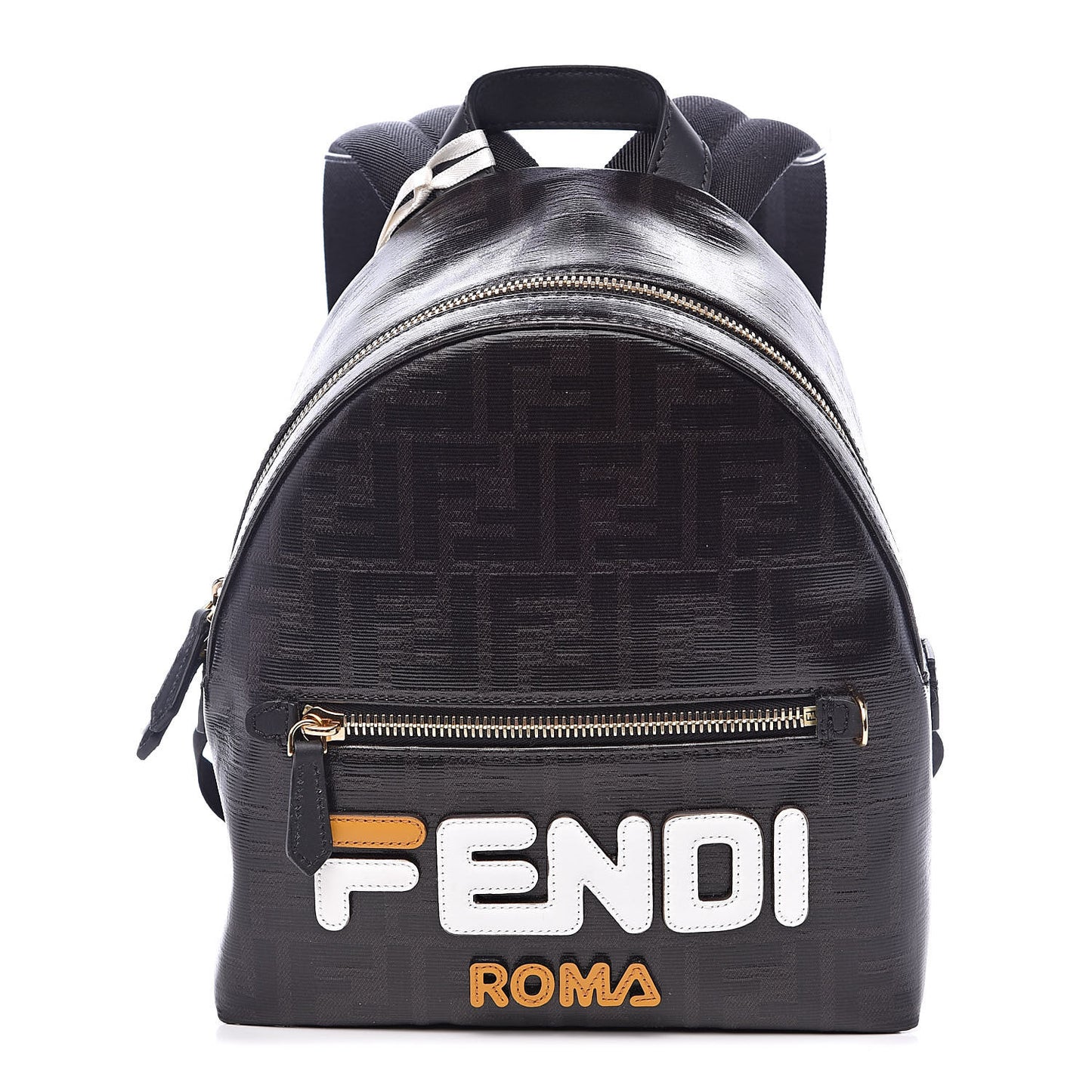 X FILA Glazed Fabric Vitello Century FF 1974 Mania Mini Backpack Black White