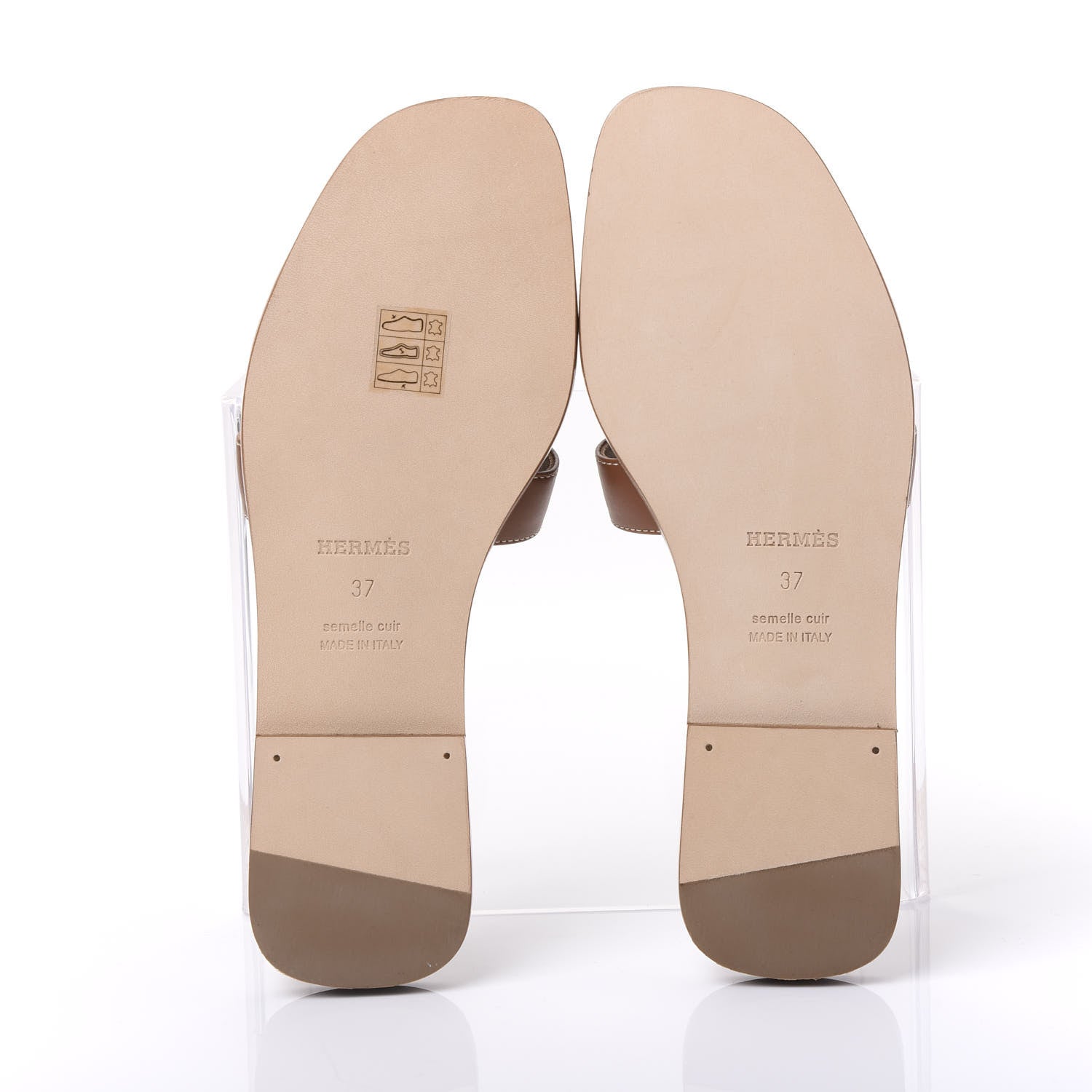 Hermes Box Calfskin Oran Sandals 37 Gold 5 of 9
