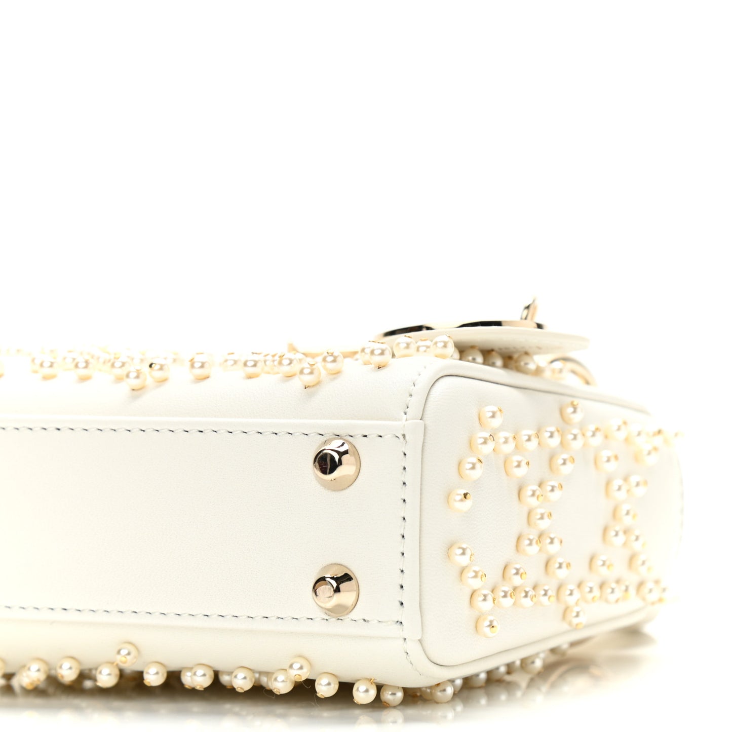 Lambskin Pearl Cannage Micro Lady Dior Latte