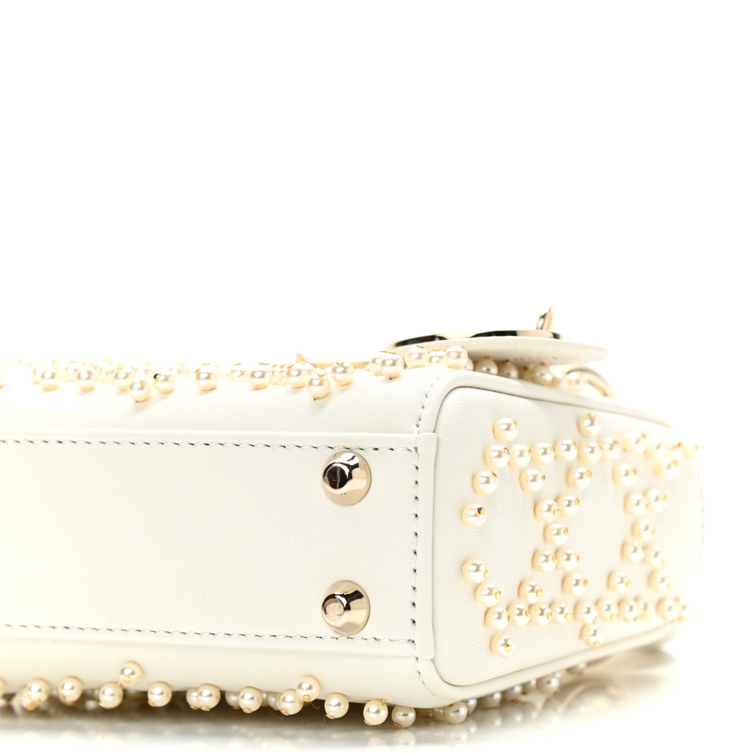 Christian Dior Lambskin Pearl Cannage Micro Lady Dior Latte 9 of 10